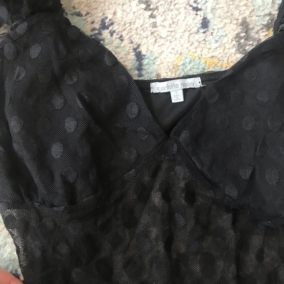 2/$10 Black Polka Dot Bodysuit Sheer Seethrough - Picture 4 of 6